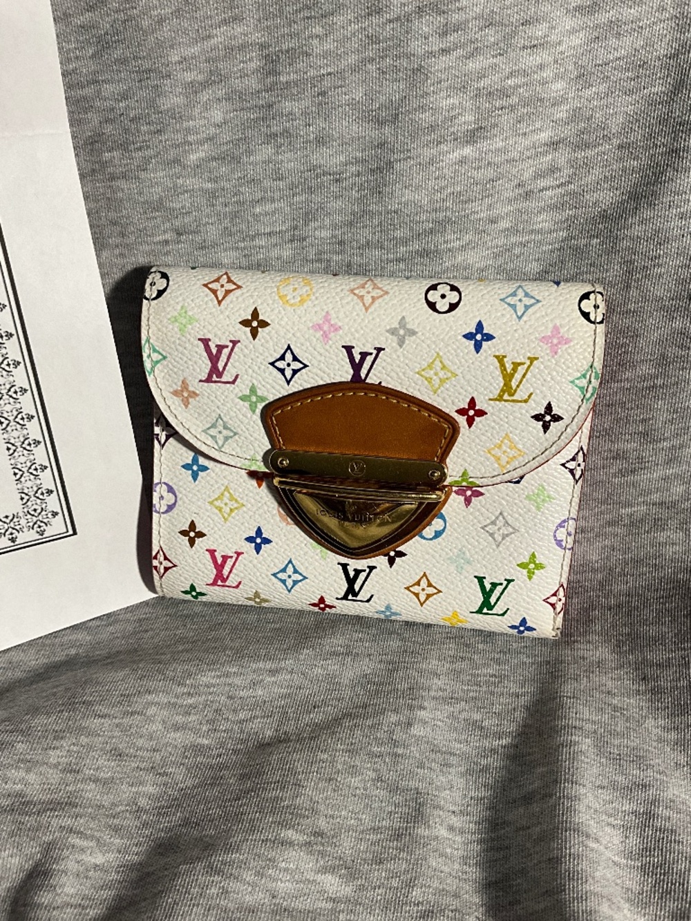 Louis Vuitton x Takashi Murakami 2009 White Koala Wallet Pink Interior